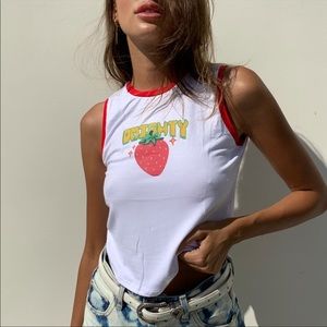 Omighty strawberry sticker tank top